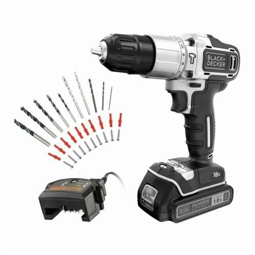 Set bušilice i pribor Black & Decker Silver Edition bdchd18sc1a-qw 18 V 45 Nm 30 Dijelovi Cijena
