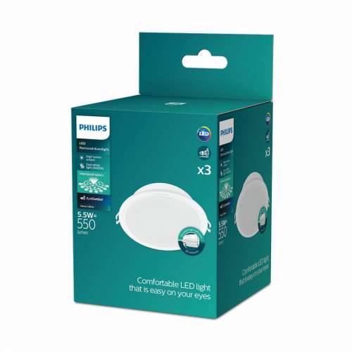 Svjetlo prema dolje Philips Meson Bijela 5,5 W 500 lm Ø 9 cm (4000 K) (3 kom.) Cijena