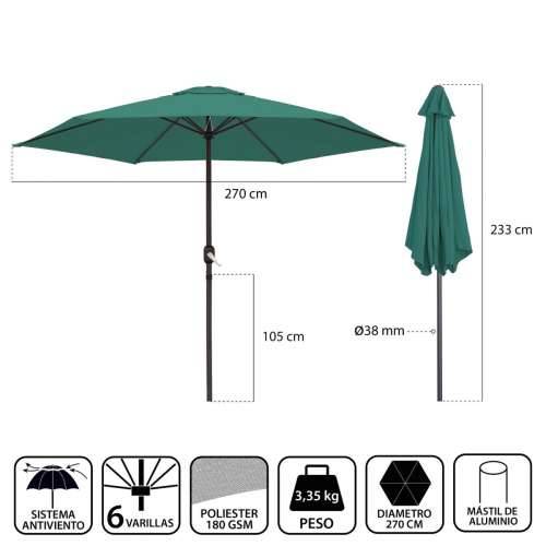 Saulessargs Monty Aluminij Zelena 270 cm Cijena