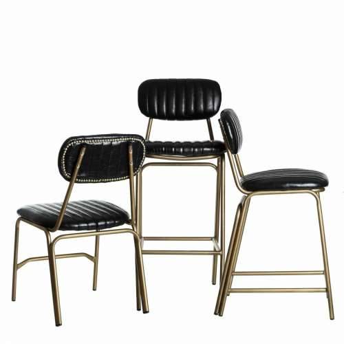 Tabure 42 x 49 x 88 cm Crna zlatan Metal Poliuretan Cijena