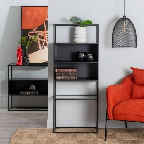 Polica BRICK 55 x 30 x 132 cm Kristal Crna Metal Cijena