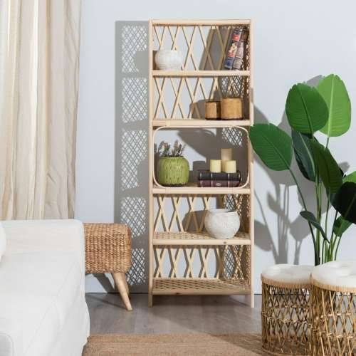 Polica RATÁN 64 x 34,5 x 171 cm Prirodno Bambus Cijena