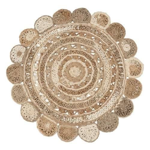 Tepih Prirodno Bijela Juta 120 x 120 cm Cijena