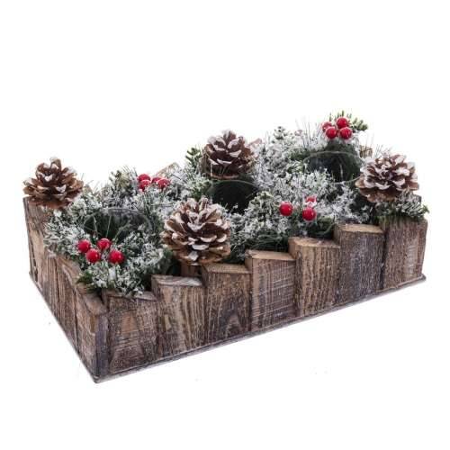 Božićni Svijećnjak Bijela Crvena Zelena Prirodno Drvo Kristal Plastika 30 x 15 cm Cijena