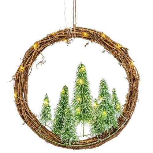 Coroană de Crăciun Smeđa Zelena Plastika 46 x 10 x 46 cm Cijena