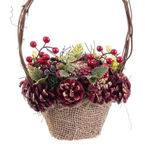 Božićni ukras Crvena Pisana Ratan Plastika Foam Ananas košara 21 x 21 x 30 cm Cijena