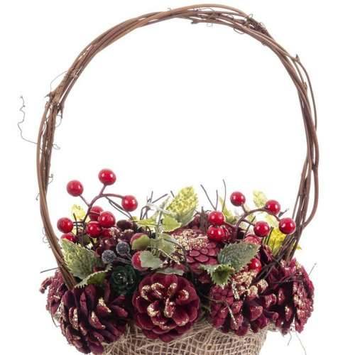 Božićni ukras Crvena Pisana Ratan Plastika Foam Ananas košara 21 x 21 x 30 cm Cijena