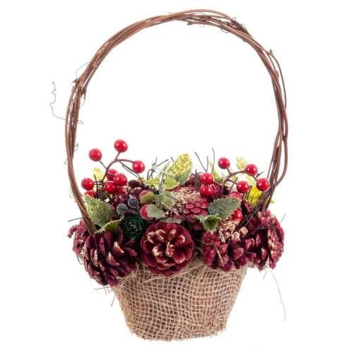 Božićni ukras Crvena Pisana Ratan Plastika Foam Ananas košara 21 x 21 x 30 cm Cijena