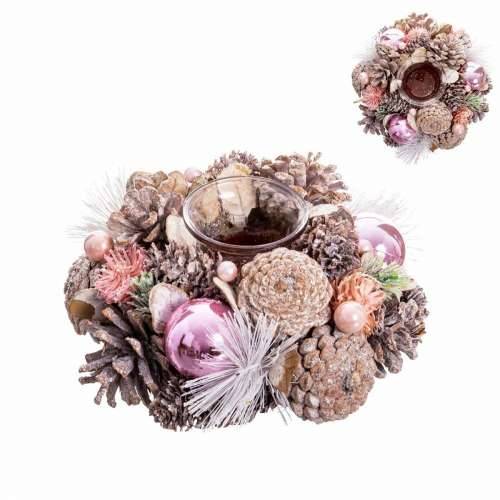Božićni Svijećnjak Bijela Roza Plastika Foam Ananas 19 x 19 x 9 cm Cijena
