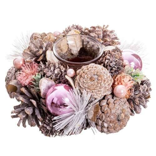 Božićni Svijećnjak Bijela Roza Plastika Foam Ananas 19 x 19 x 9 cm Cijena