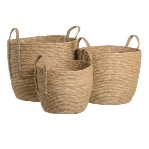Set Košara Prirodno Trske 38 x 38 x 33 cm (3 Dijelovi) Cijena