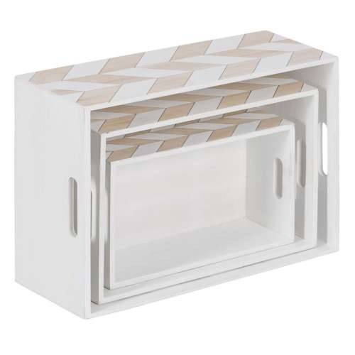 Set ukrasnih kutija Bijela Prirodno Paulovnija 44 x 31 x 18 cm (3 Dijelovi) Cijena