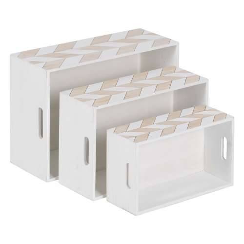 Set ukrasnih kutija Bijela Prirodno Paulovnija 44 x 31 x 18 cm (3 Dijelovi) Cijena
