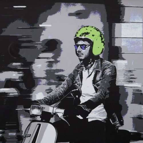 Slika Bijela Crna Zelena Vespa 103 x 6 x 83 cm Cijena
