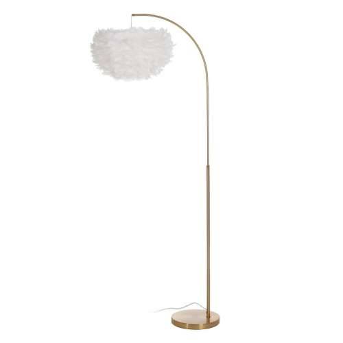Podna svjetiljka Bijela zlatan Metal Perje 60 W 220-240 V 68 x 40 x 175 cm Cijena