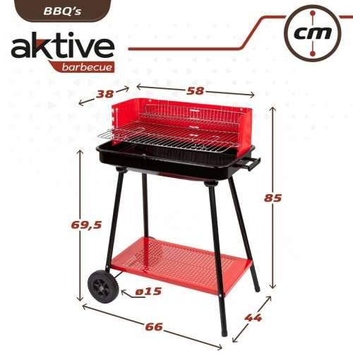 Roštilj na Ugljen na Kotače Aktive Čelik Plastika Emajlirani metal 66 x 85 x 44 cm Crvena Cijena