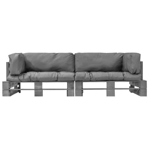 Vrtna garnitura - 2-dijelni set vrtnih sofa od paleta od borovine s jastucima - Siva 2 Cijena