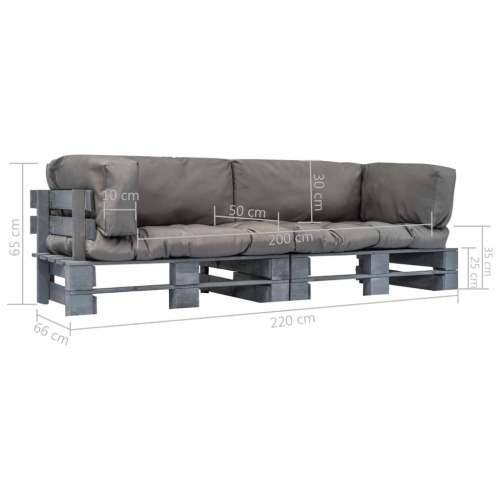 Vrtna garnitura - 2-dijelni set vrtnih sofa od paleta od borovine s jastucima - Siva 2 Cijena