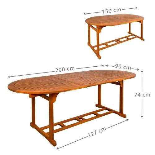 Stol na Izvlačenje Aktive 200 x 74 x 90 cm Drvo akacije Cijena