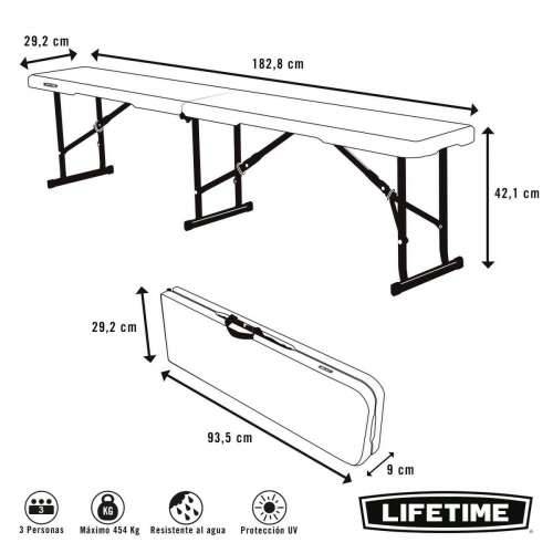 Klupa Lifetime Bijela Sklopiv 183 x 42 x 29 cm Cijena