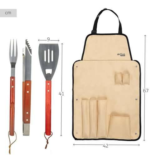 Set pribora za roštilj Aktive 7 Dijelovi Roštilj Nehrđajući Čelik 42 x 67 x 3 cm (4 kom.) Cijena