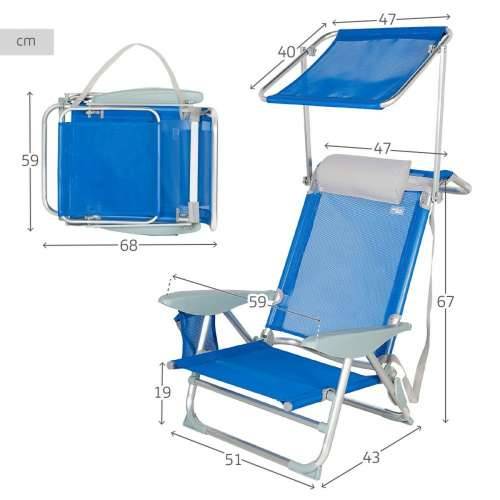 Stolica za za plažu Aktive Plava 47 x 67 x 43 cm (2 kom.) Cijena