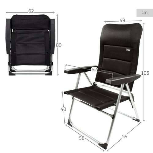 Stolica za za plažu Aktive Deluxe Sklopiv Crna 49 x 105 x 59 cm (2 kom.) Cijena