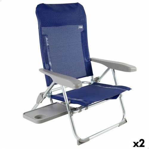 Stolica za za plažu Aktive Slim Sklopiv Mornarsko plava 47 x 89 x 57 cm (2 kom.) Cijena