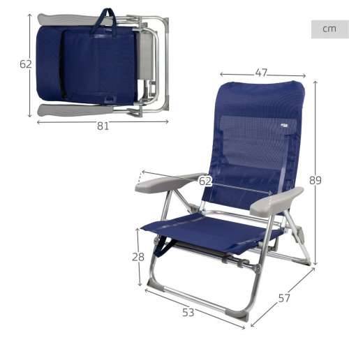 Stolica za za plažu Aktive Slim Sklopiv Mornarsko plava 47 x 89 x 57 cm (2 kom.) Cijena