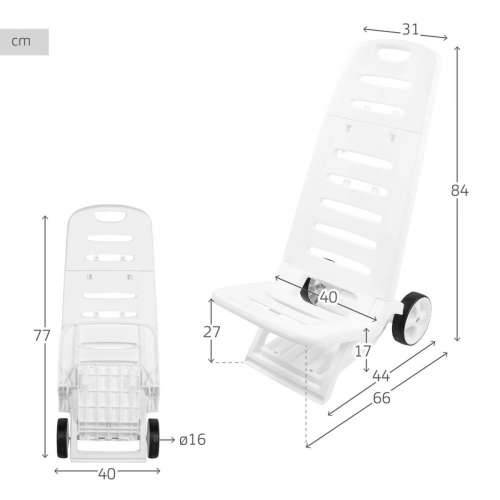 Stolica za za plažu Aktive Bijela Kotača 40 x 84 x 44 cm (2 kom.) Cijena
