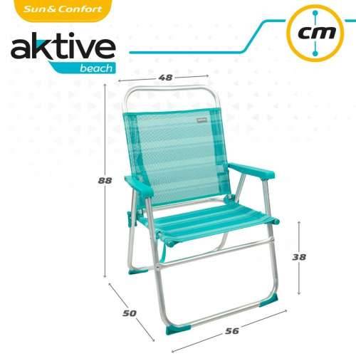 Stolica za za plažu Aktive Turkizno 48 x 88 x 50 cm Aluminij Sklopiv (4 kom.) Cijena