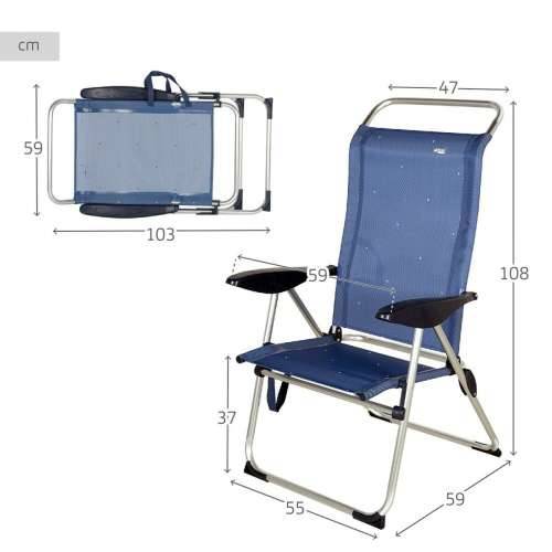 Stolica za za plažu Aktive Mornarsko plava 47 x 108 x 59 cm (2 kom.) Cijena