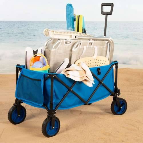 Višenamjenska Kolica Aktive Plava Crna Poliester PVC Čelik 88 x 108 x 47 cm Sklopiv Plaža Cijena