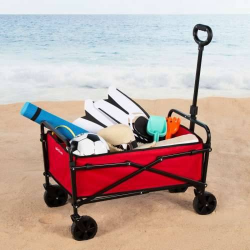 Višenamjenska Kolica Aktive Crvena Poliester Čelik 65 x 94 x 40 cm Sklopiv Plaža Cijena