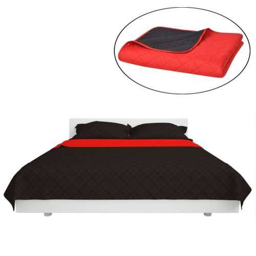 131553 Double-sided Quilted Bedspread Red and Black 220x240 cm Cijena