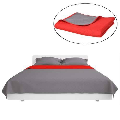 131557 Double-sided Quilted Bedspread Red and Grey 230x260 cm Cijena