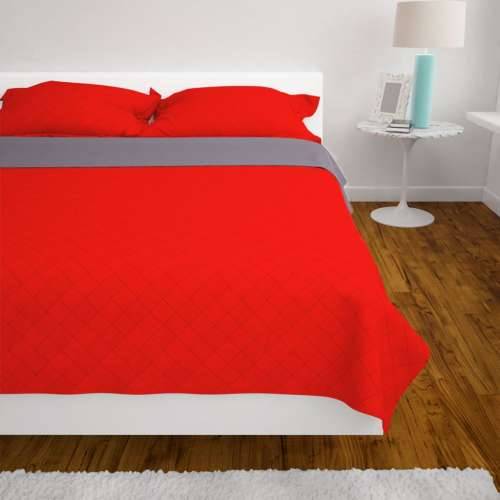 131557 Double-sided Quilted Bedspread Red and Grey 230x260 cm Cijena