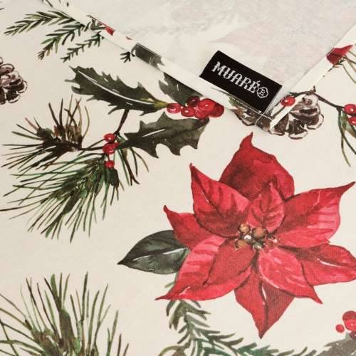 Stolnjak od smole protiv mrlja Belum Christmas Flowers Crvena Zelena Prirodno 150 x 150 cm Cijena