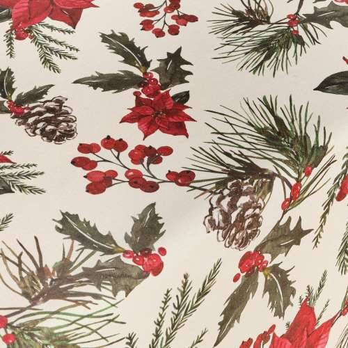 Stolnjak od smole protiv mrlja Belum Christmas Flowers Crvena Zelena Prirodno 150 x 150 cm Cijena