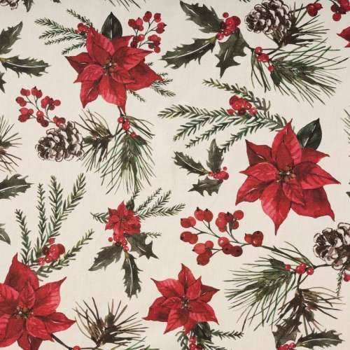 Stolnjak od smole protiv mrlja Belum Christmas Flowers Crvena Zelena Prirodno 150 x 150 cm Cijena