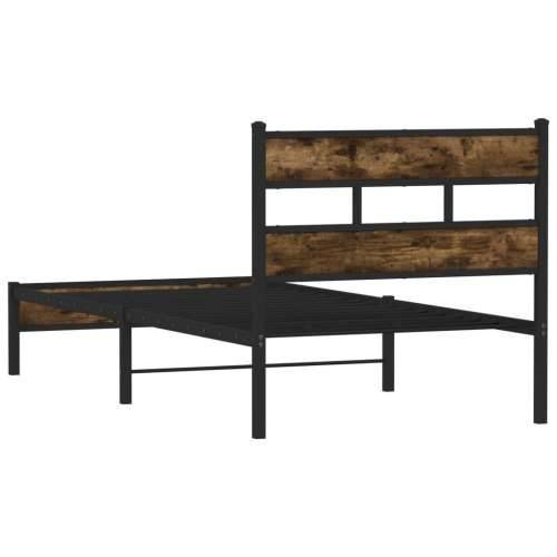 Okvir kreveta bez madraca s uzglavljem boja hrasta 75x190 cm - Dimljeni hrast 75 x 190 cm s uzglavljem i niskim podnožjem Cijena