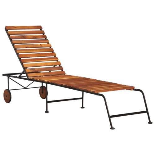 Ležaljka za sunčanje od bagremovog drva s čeličnim nogama