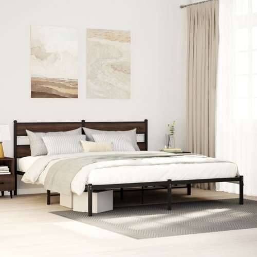 Okvir kreveta bez madraca s uzglavljem boja hrasta 183x213 cm - Smeđi hrast 183 x 213 cm s uzglavljem Cijena