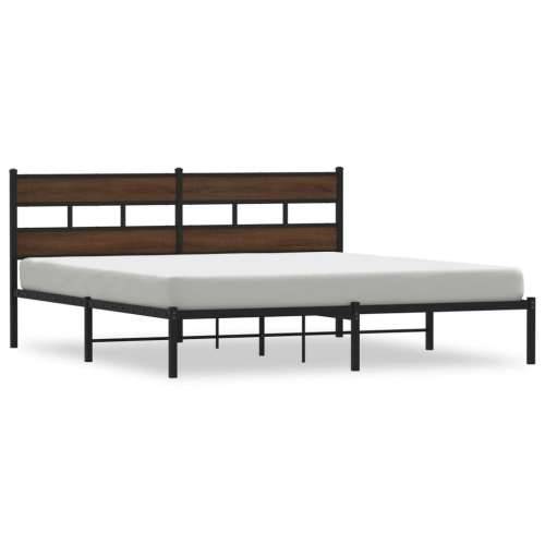 Okvir kreveta bez madraca s uzglavljem boja hrasta 183x213 cm - Smeđi hrast 183 x 213 cm s uzglavljem Cijena