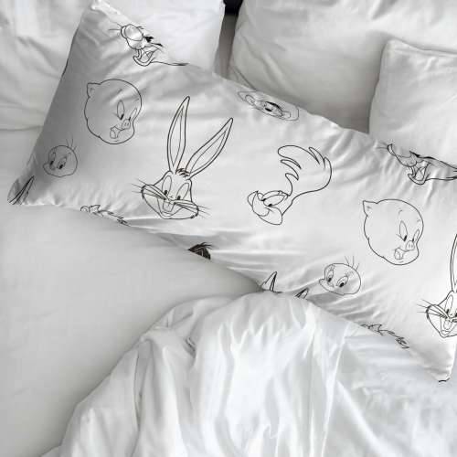 Jastučnica Looney Tunes Bijela Crna Pisana 175 Niti 50x80cm 50 x 80 cm 100 % pamuk Cijena