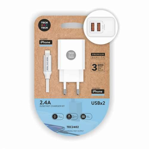 Zidni Punjač + Svjetlosni FMI Kabel Tech One Tech TEC2402 Dvostruki Lightning Cijena