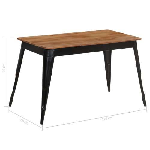 Blagovaonski stol 120 x 60 x 76 cm masivno drvo bagrema i čelik - Crna 120 x 60 x 76 cm 1 Cijena
