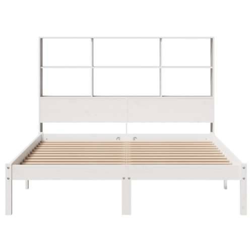 Krevet s regalom z knjige bez madraca bijeli 150x200cm borovina - Bijela 150 x 200 cm Cijena