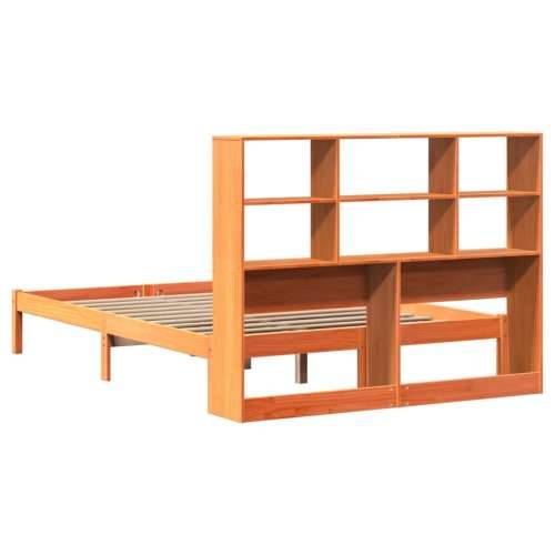 Krevet s regalom za knjige bez madraca 120 x 190 cm od borovine - Voštano smeđa 120 x 190 cm Cijena