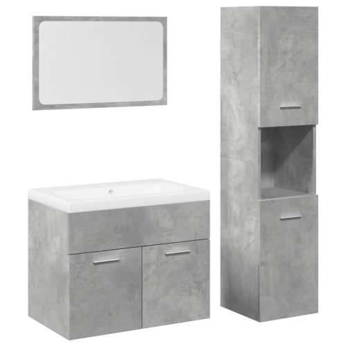 4-dijelni set kupaonskog namještaja siva boja betona drveni - Beton siva 60 x 38.5 x 46 cm 1 Cijena
